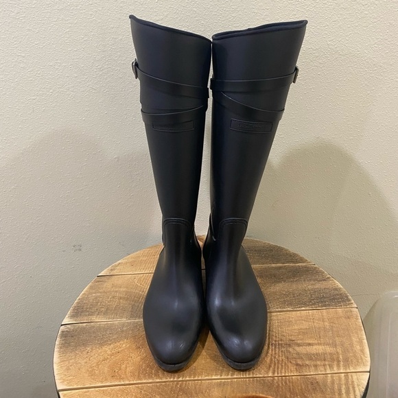 L.K.Bennet black knee high rain boots size 38 (7) - Picture 2 of 11